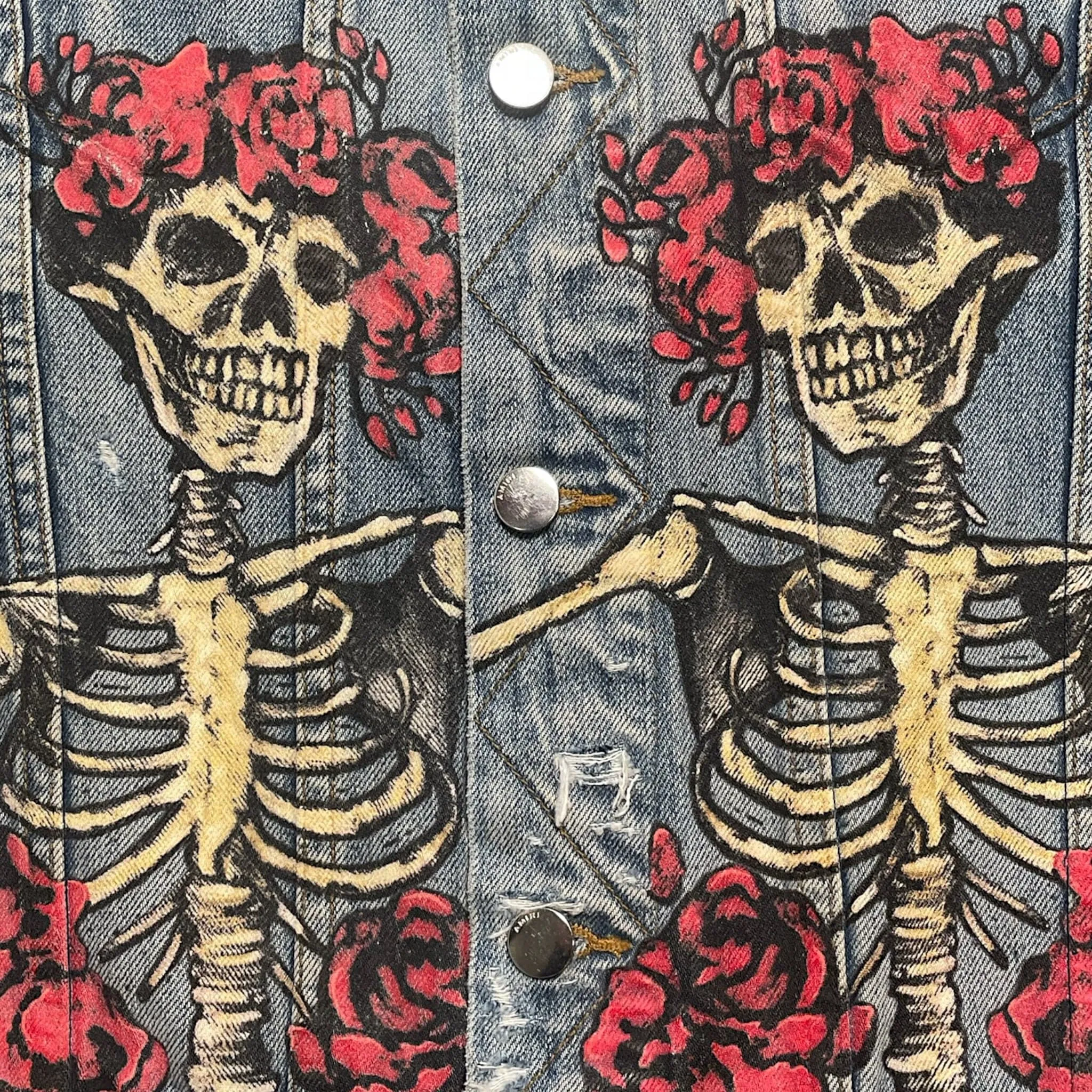 Amiri Grateful Dead Distressed Denim Jacket Indigo Pre-Owned