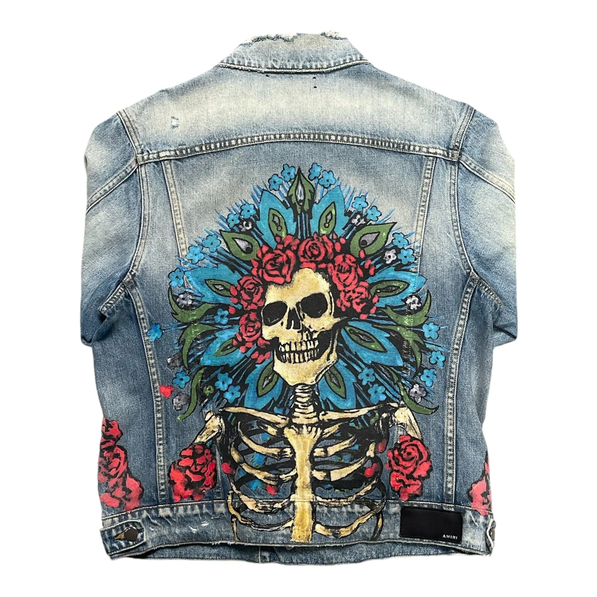 Amiri Grateful Dead Distressed Denim Jacket Indigo Pre-Owned