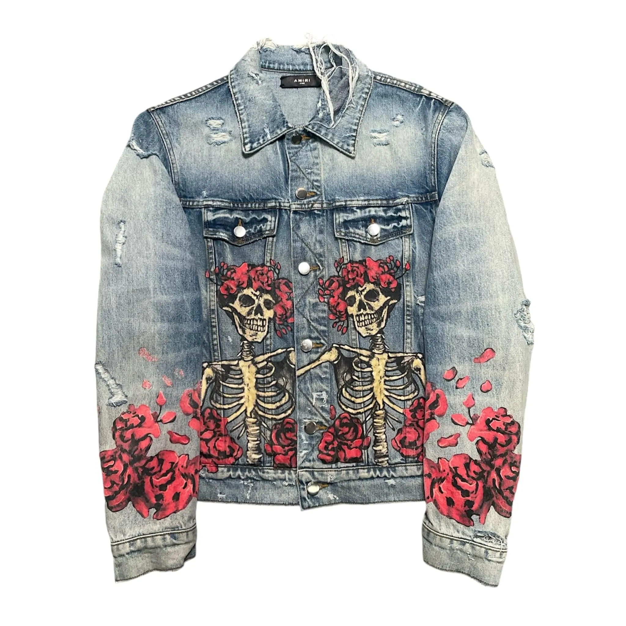 Amiri Grateful Dead Distressed Denim Jacket Indigo Pre-Owned