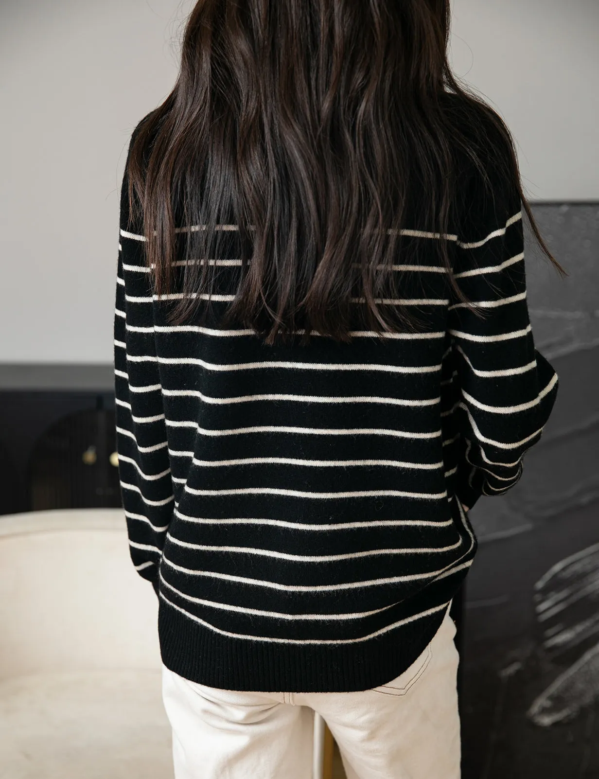 Anna Woman Long Sleeve Stripe Knitted Sweater