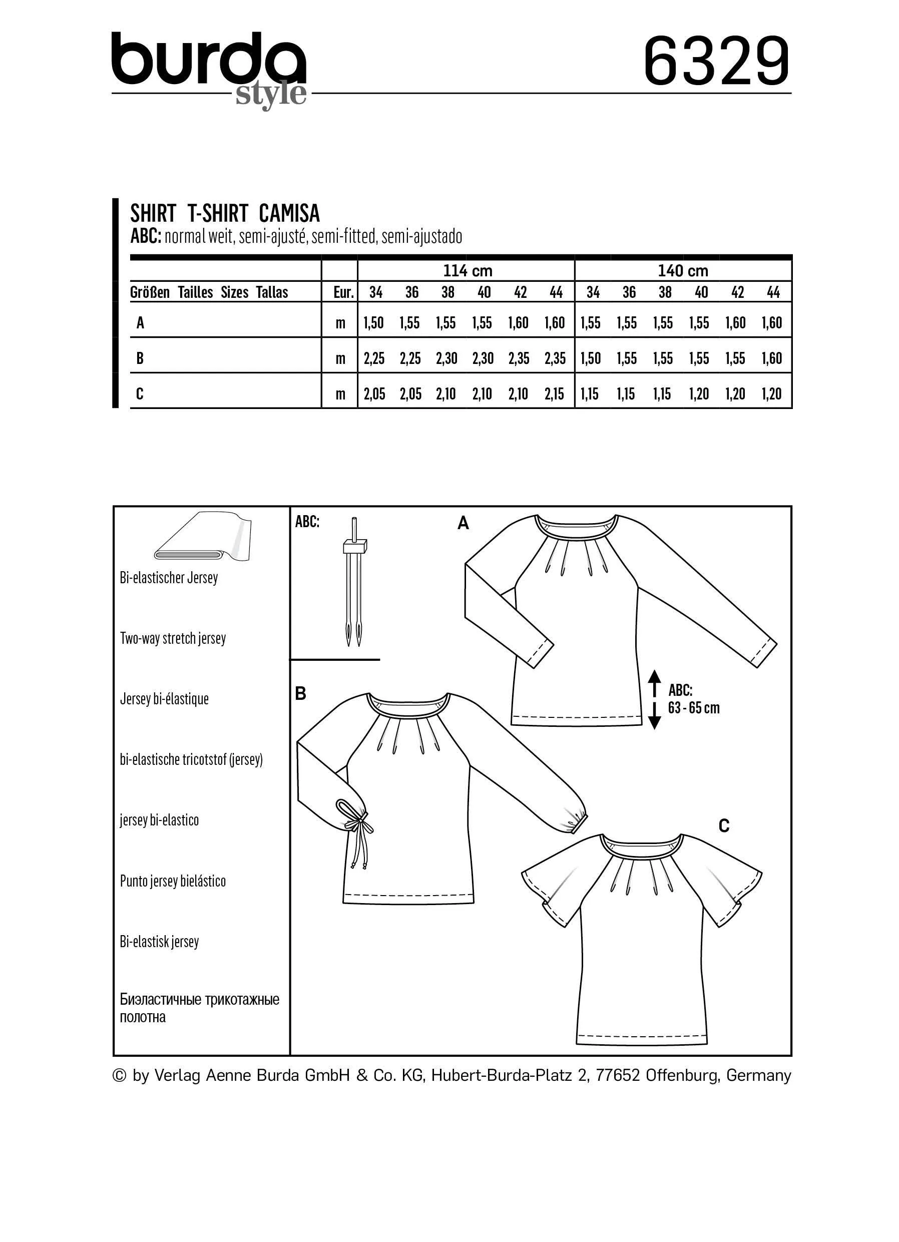 BD6329 Raglan top sewing pattern