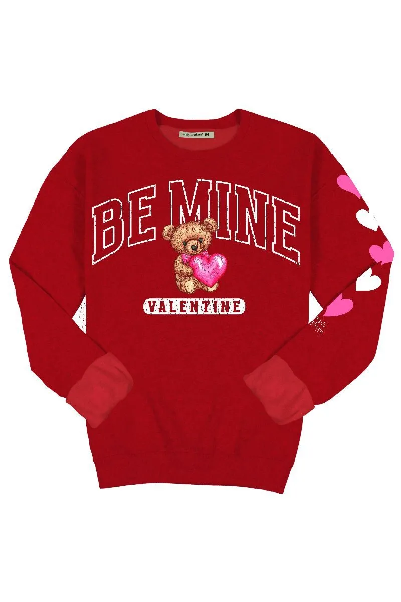 'Be Mine Valentine' Teddy Bear Crewneck Pullover by Simply Southern