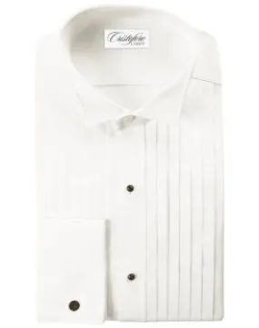 Big and Tall IVORY Tuxedo Shirt -100% Cotton, Pleated, Wing Collar, French Cuffs