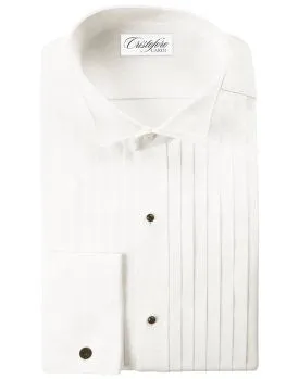 Big and Tall IVORY Tuxedo Shirt -100% Cotton, Pleated, Wing Collar, French Cuffs