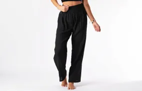 Black Wide Leg Cotton Pants