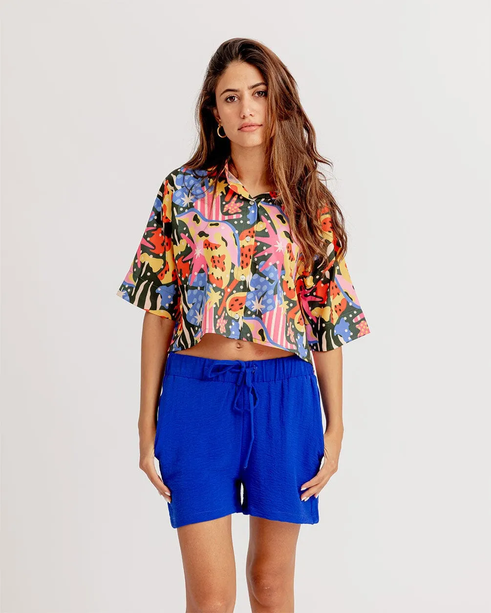 Blue Flowy Short