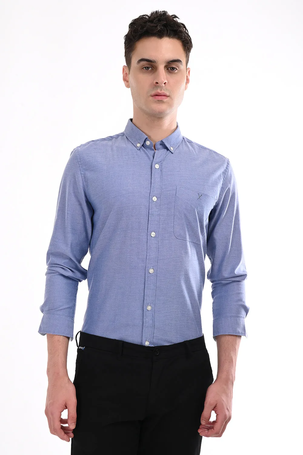 Blue New Age Oxford Semi Formal Shirt