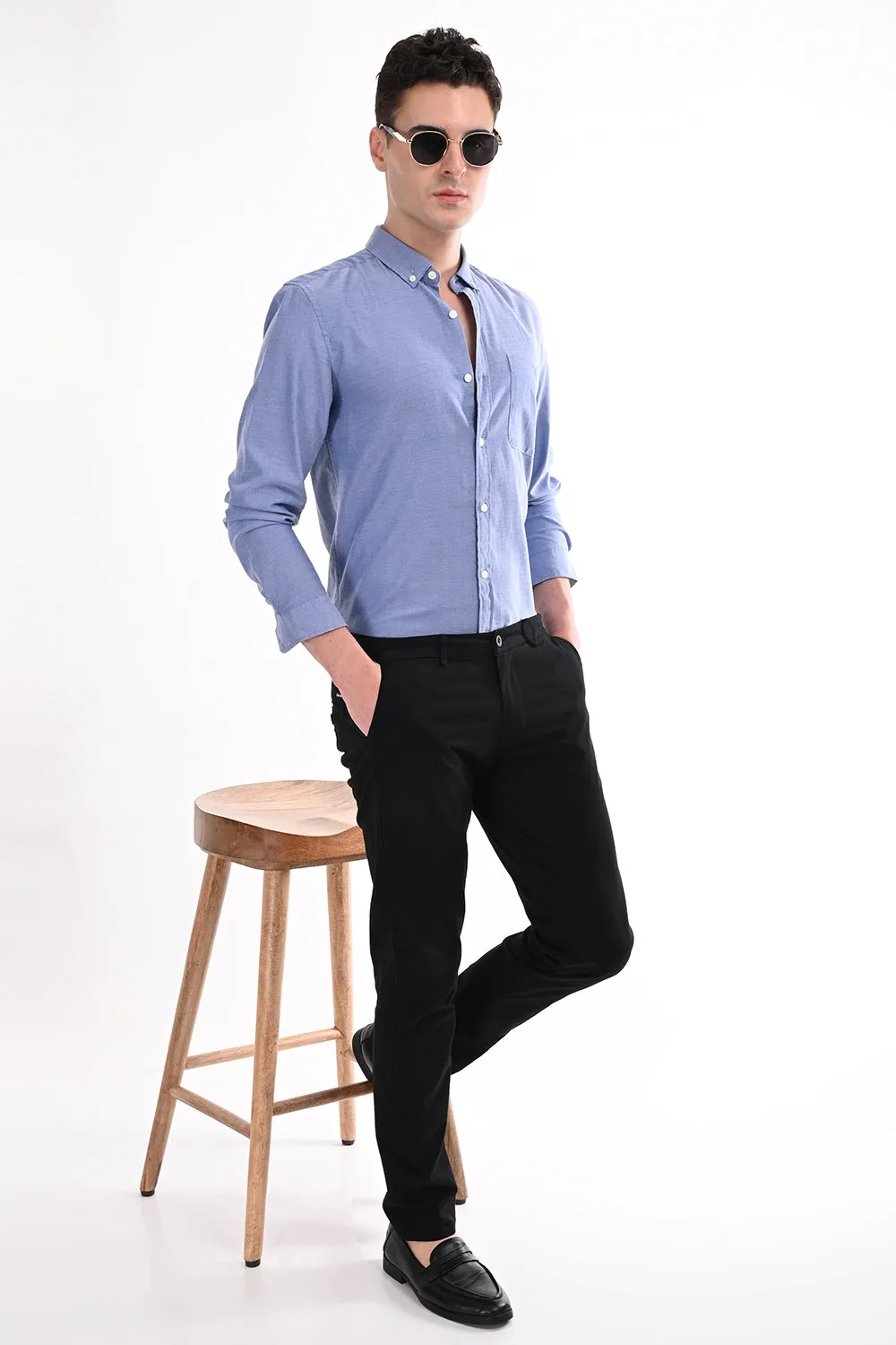 Blue New Age Oxford Semi Formal Shirt