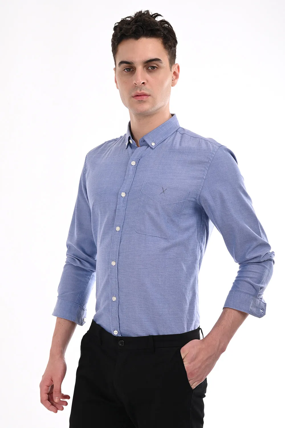 Blue New Age Oxford Semi Formal Shirt