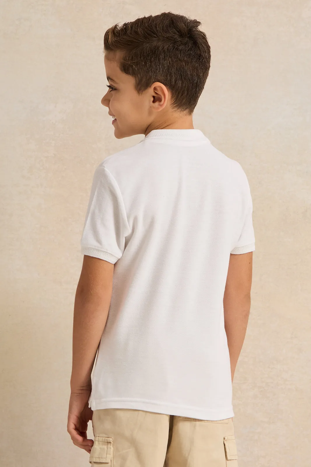 Boys White Collared Polo Shirt