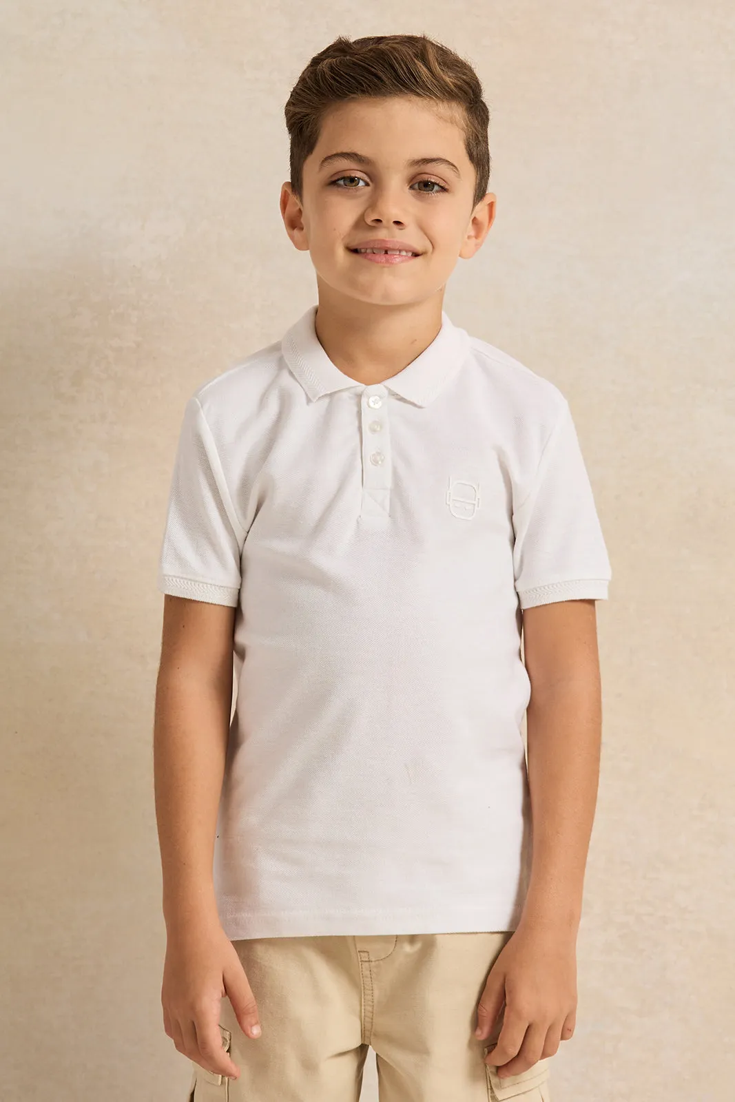 Boys White Collared Polo Shirt