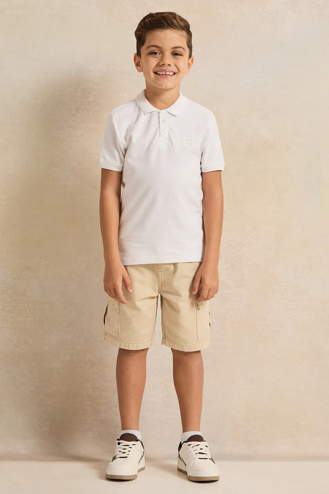 Boys White Collared Polo Shirt