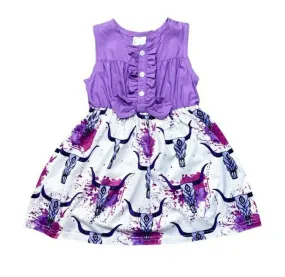 Button Top Dress with Purple Steer Skirt