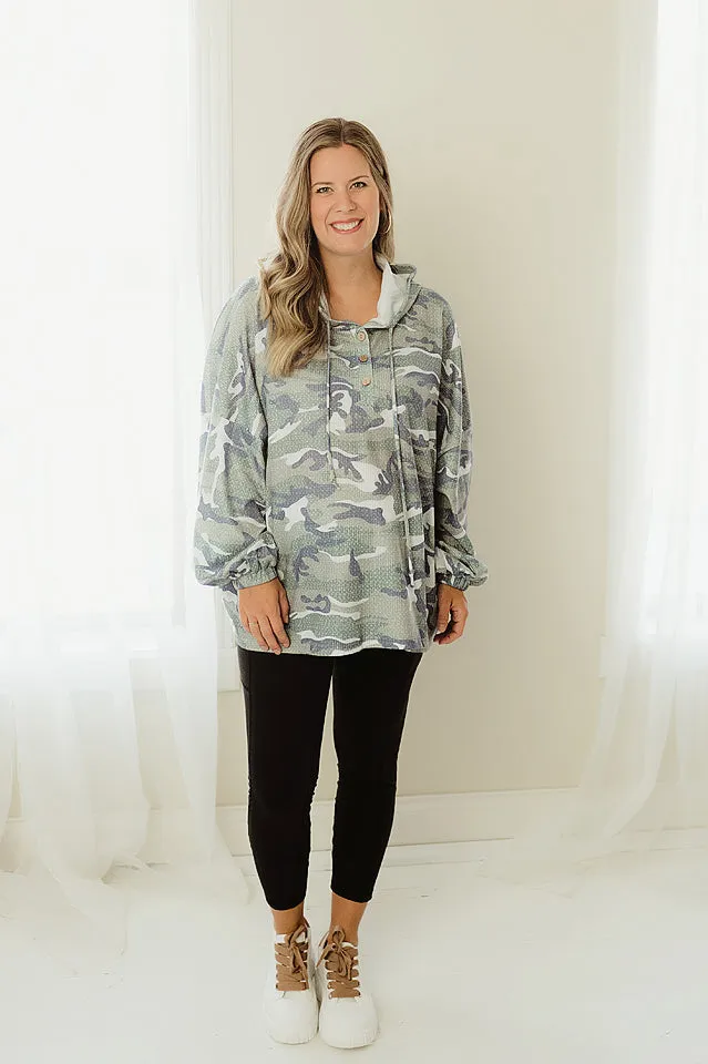 Camo Print Oversized Hoodie