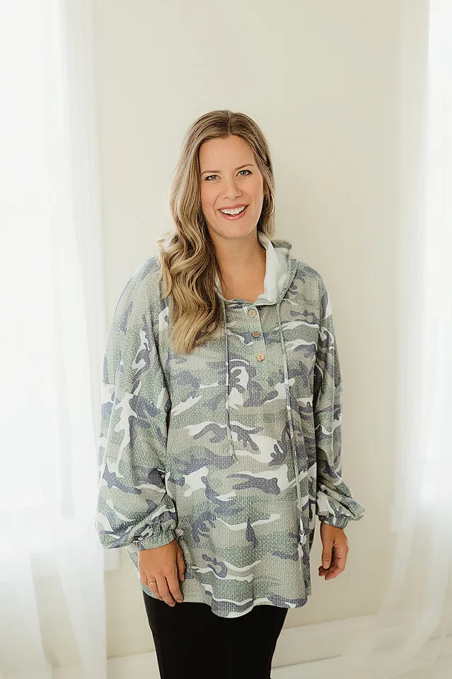 Camo Print Oversized Hoodie