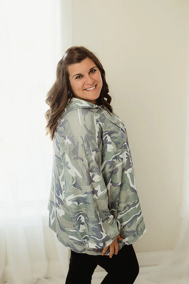 Camo Print Oversized Hoodie