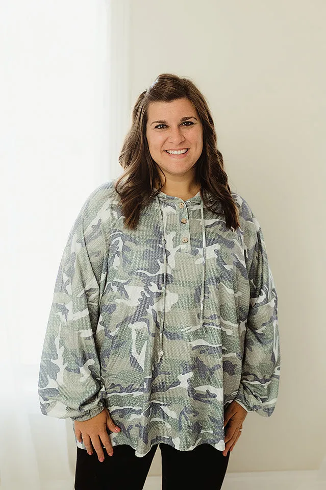 Camo Print Oversized Hoodie