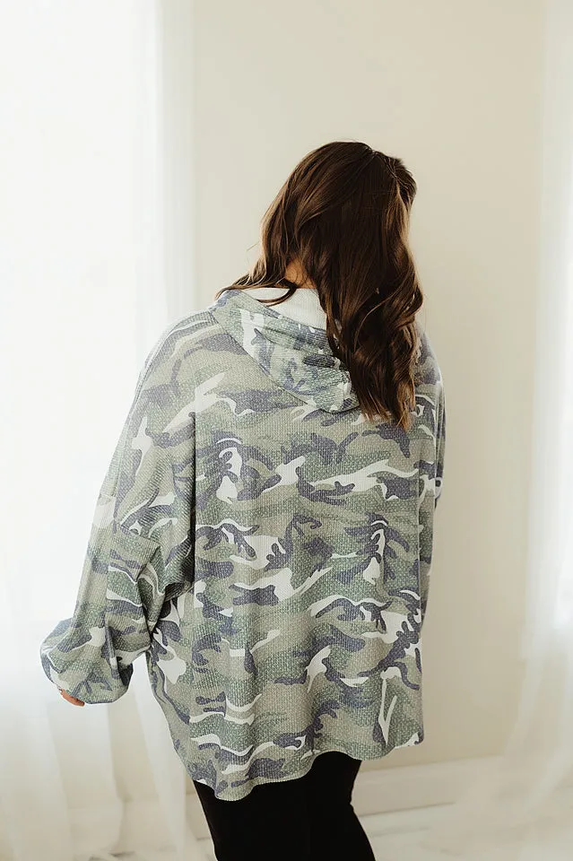 Camo Print Oversized Hoodie