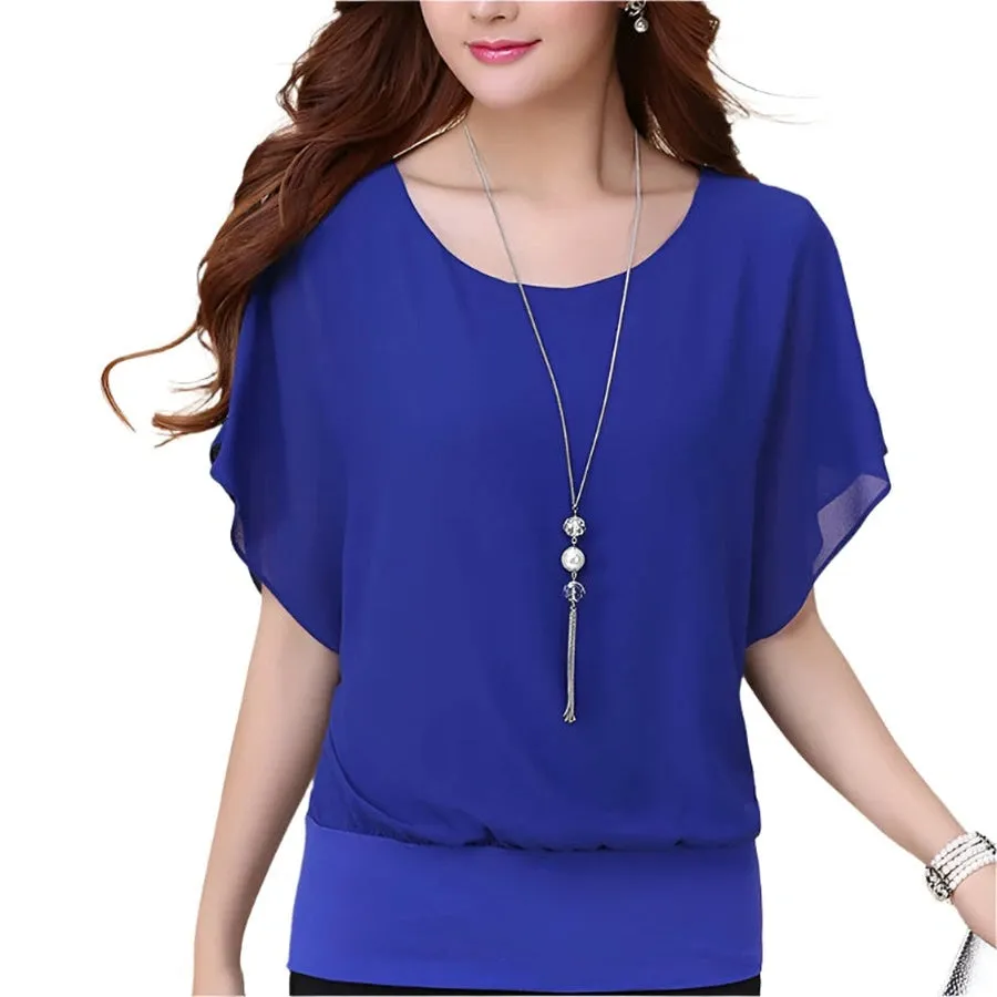 Chiffon Flutter Sleeve Blouse Tops