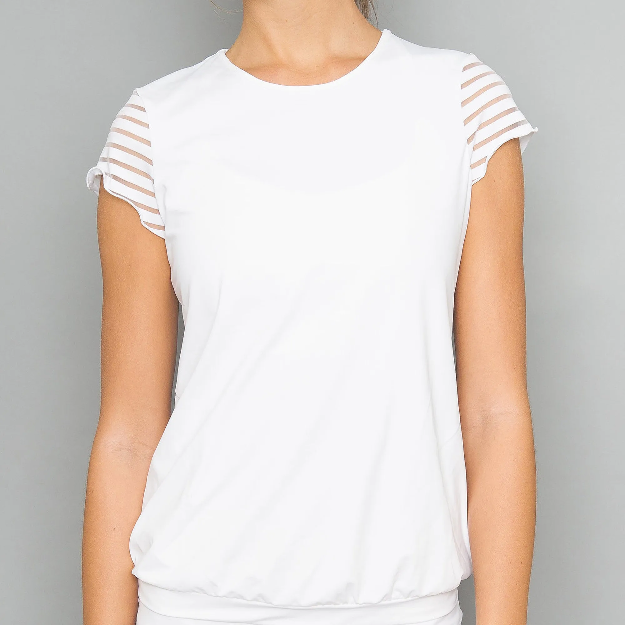 Classic White Cap-Sleeve Top (banded-hem)