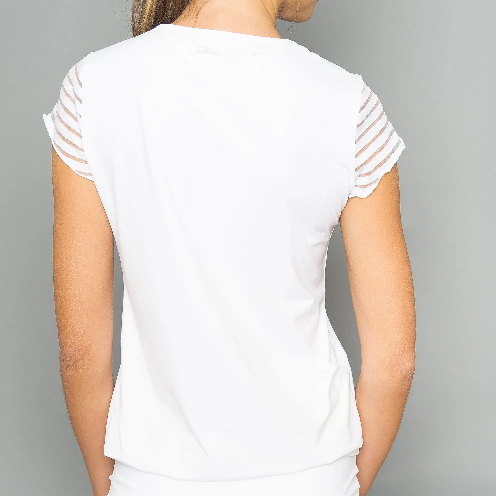 Classic White Cap-Sleeve Top (banded-hem)