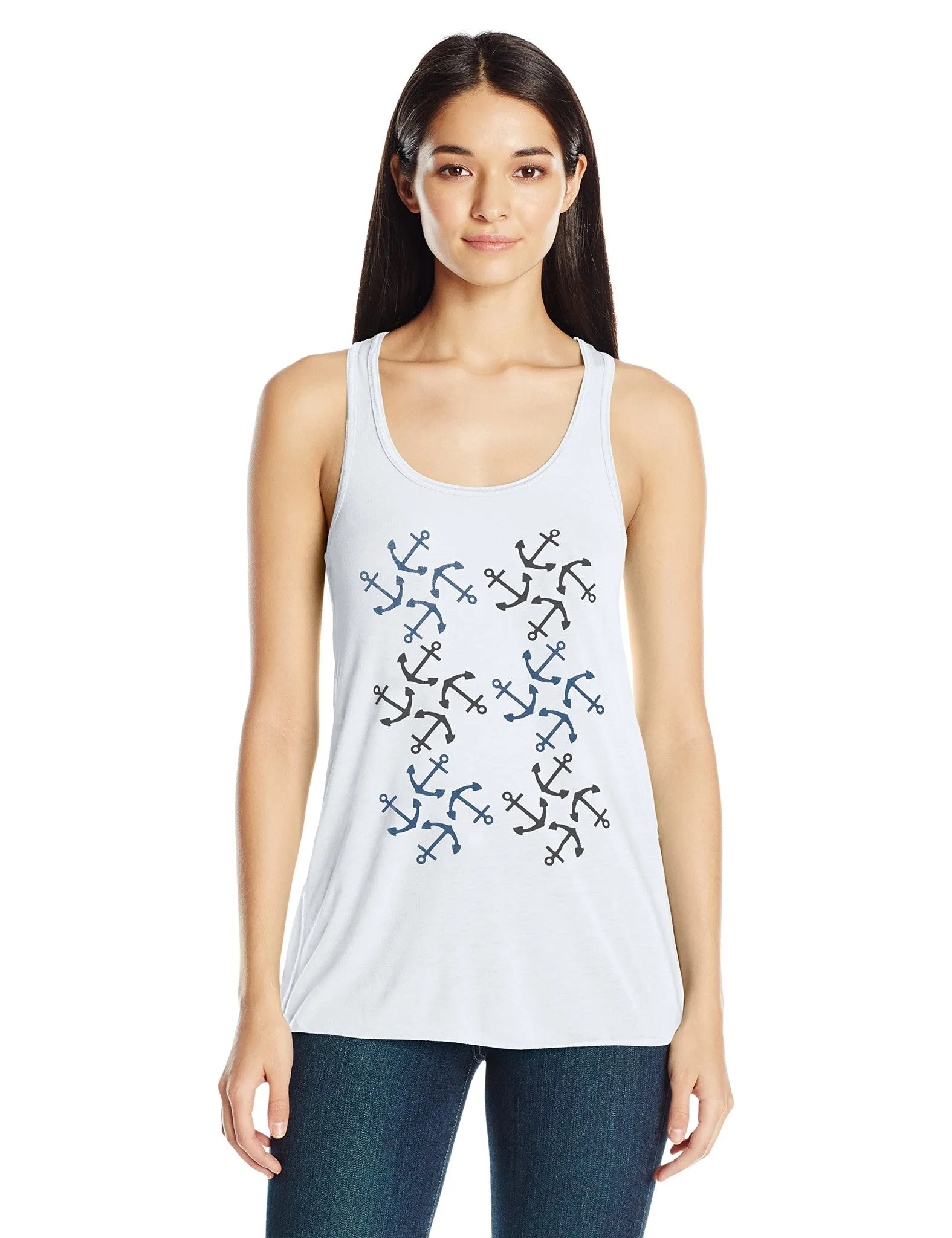 Clementine Women's Anchors Printed Flowy Racerback Tank