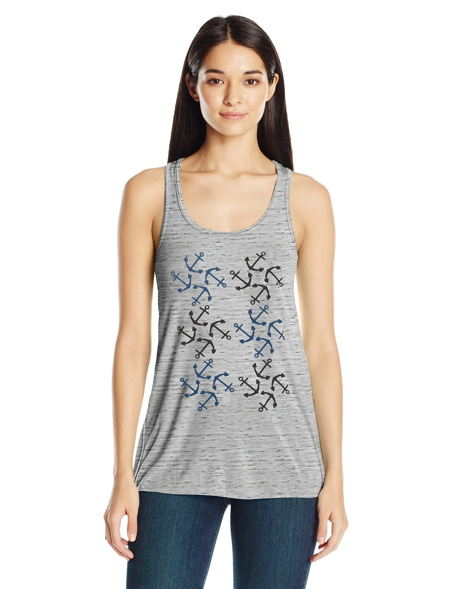 Clementine Women's Anchors Printed Flowy Racerback Tank