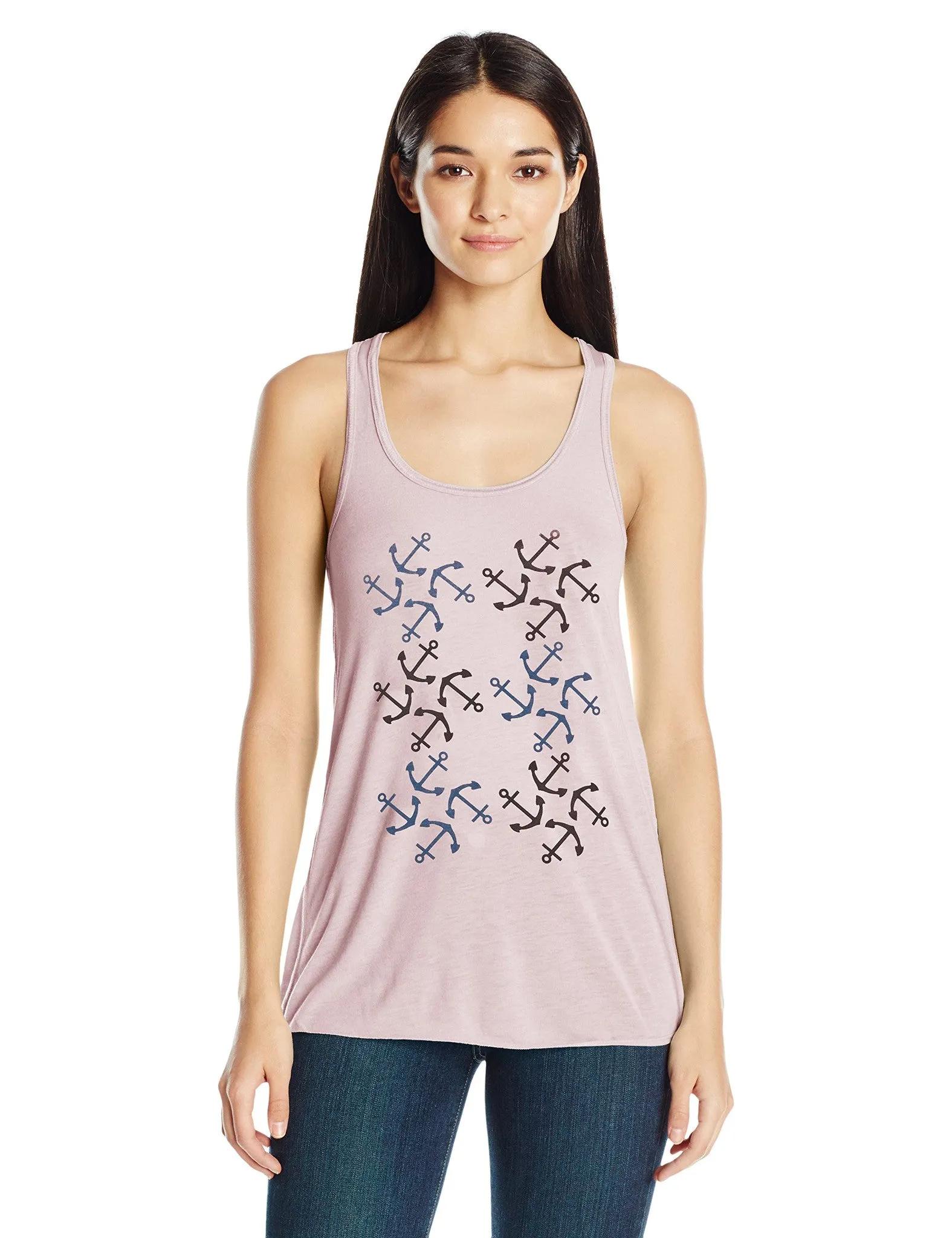 Clementine Women's Anchors Printed Flowy Racerback Tank