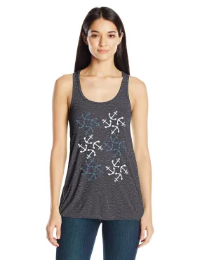 Clementine Women's Anchors Printed Flowy Racerback Tank