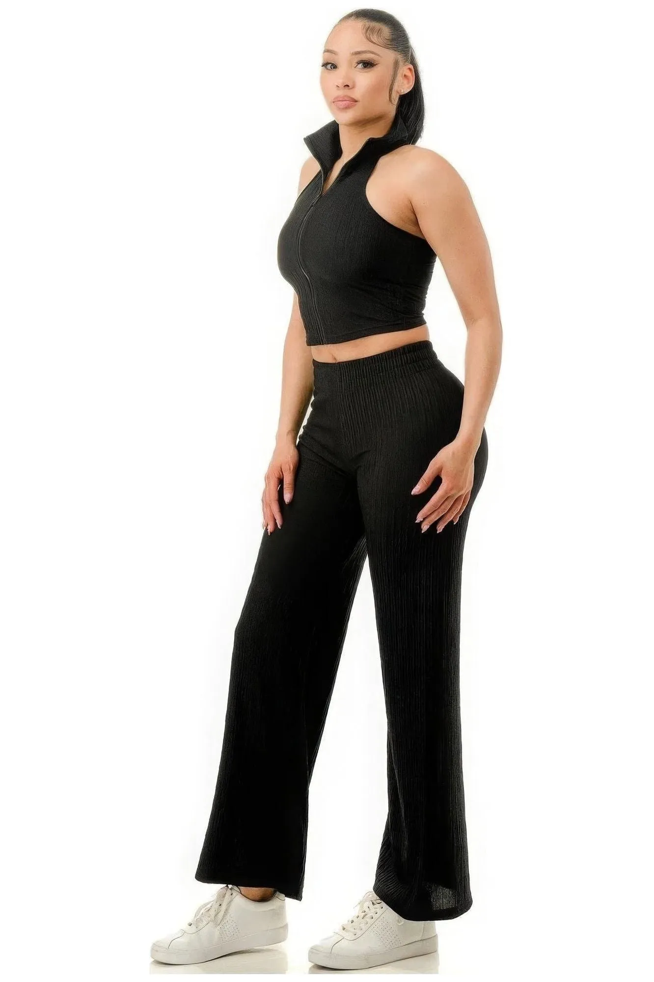 Crinkle Wide Pants Set