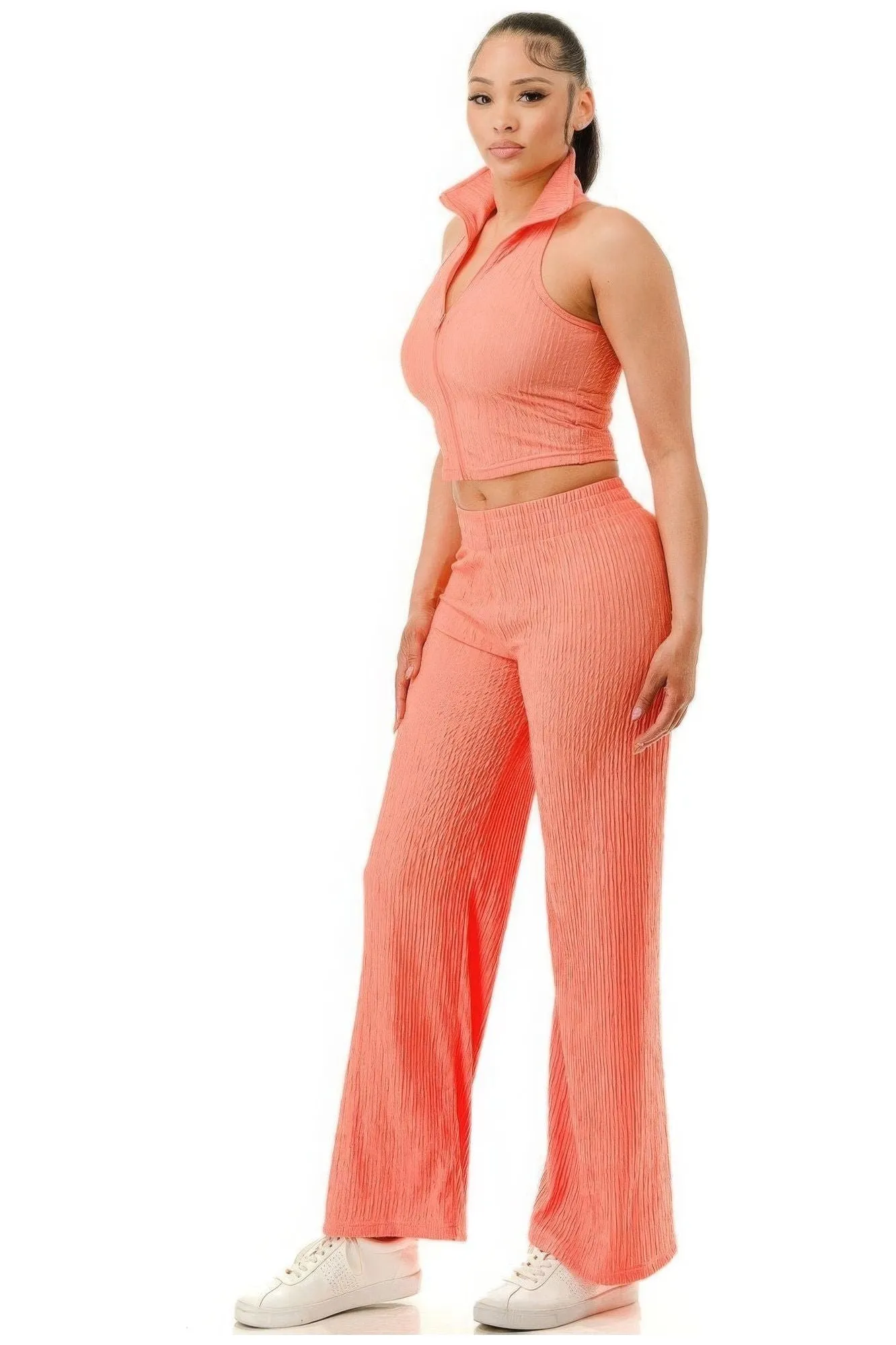 Crinkle Wide Pants Set