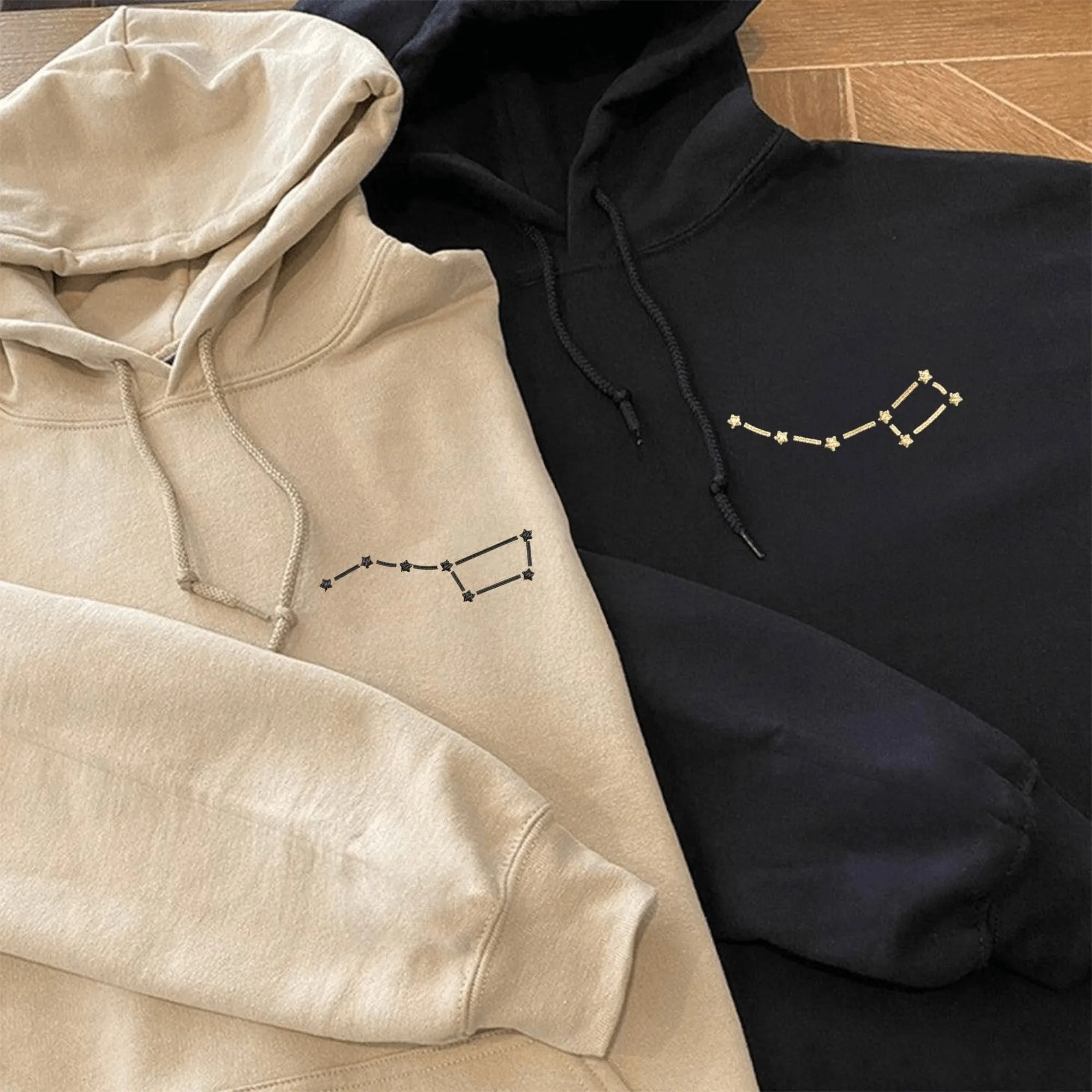 Custom Embroidered Big & Little Dipper Hoodies – Eternal Bond for Couples