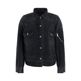 Denim & Nylon Twill Jacket in Black