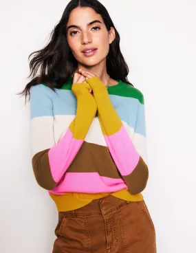 Eva Cashmere Crew Neck Jumper-Multi, Rainbow