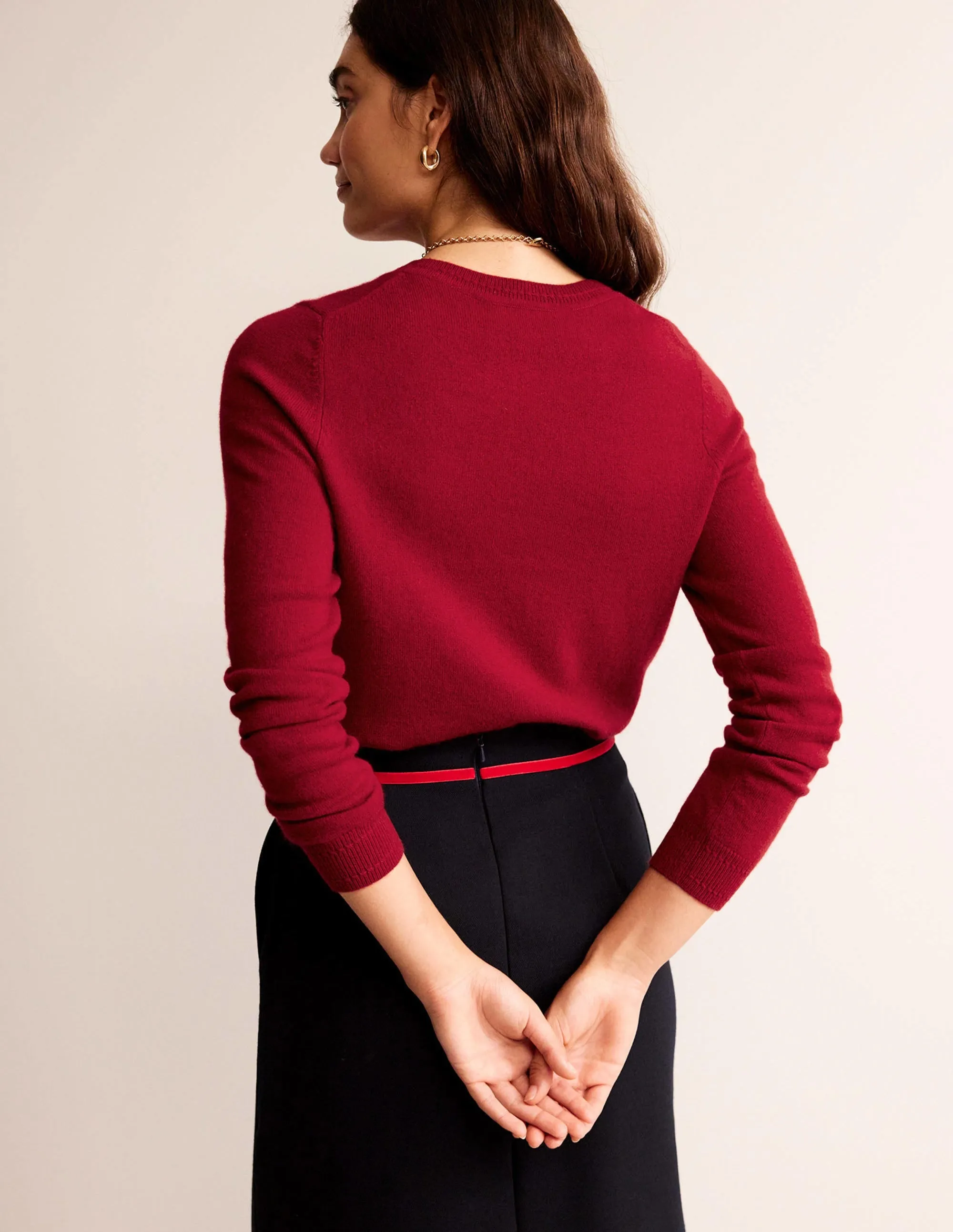 Eva Cashmere Crew Neck Jumper-Salsa