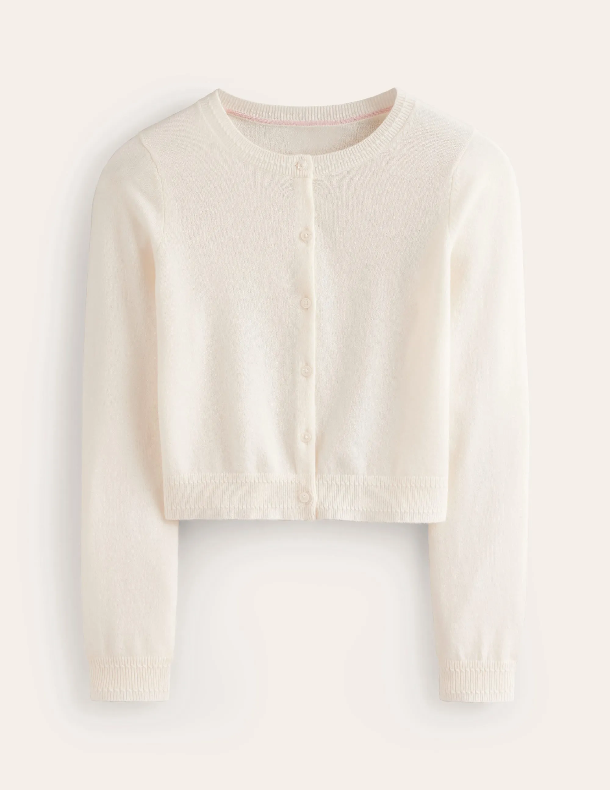 Eva Cashmere Cropped Cardigan-Warm Ivory