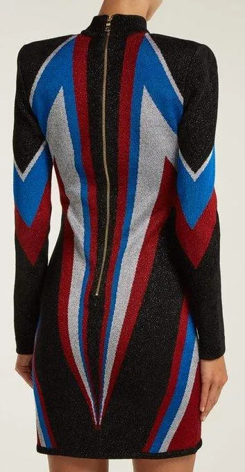 'Fantasy' High-Neck Knit Mini Dress