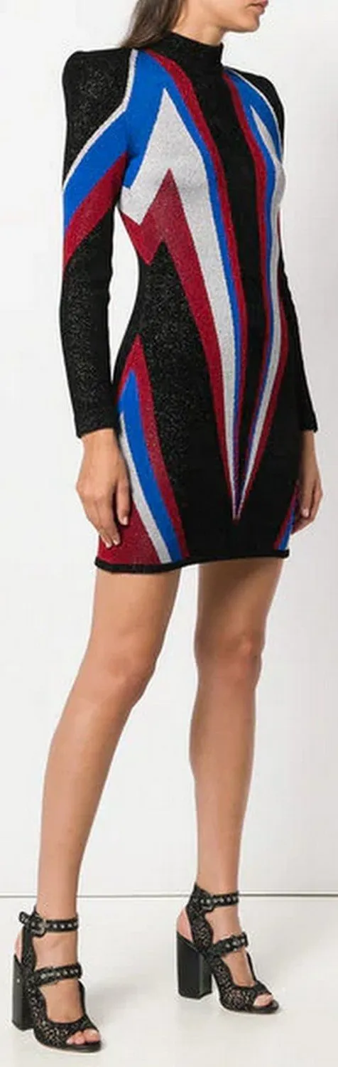 'Fantasy' High-Neck Knit Mini Dress