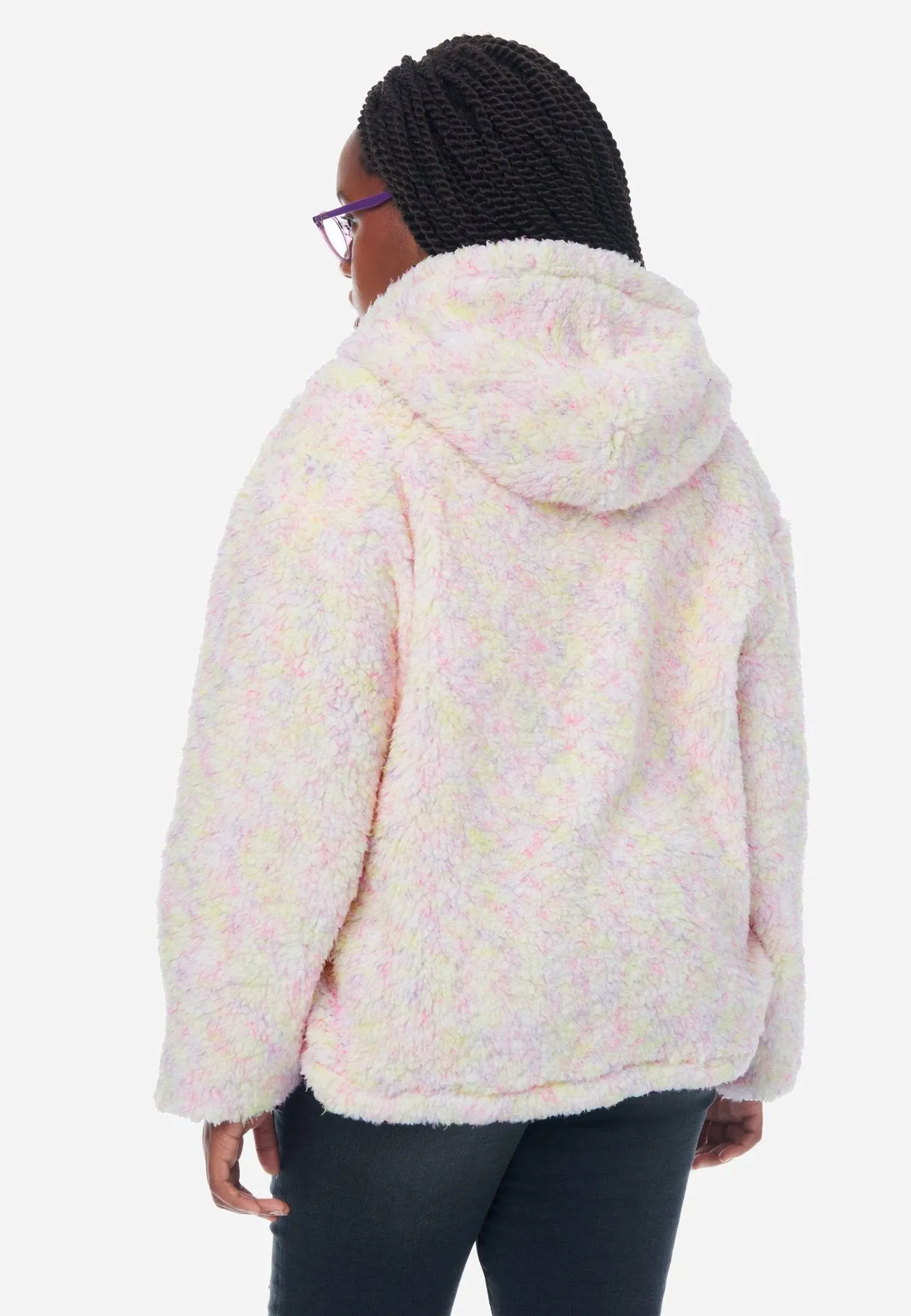 Faux Sherpa Zip-Front Hoodie