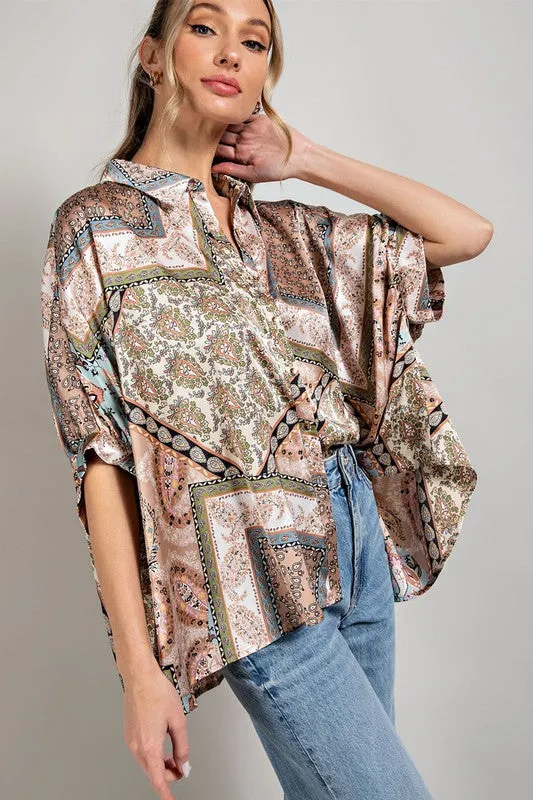 Feminine Essential Half Sleeve Printed Blouse