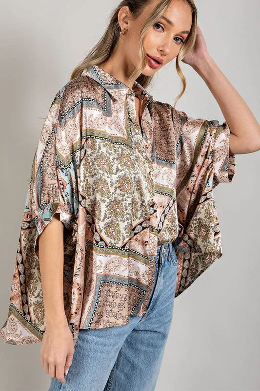 Feminine Essential Half Sleeve Printed Blouse