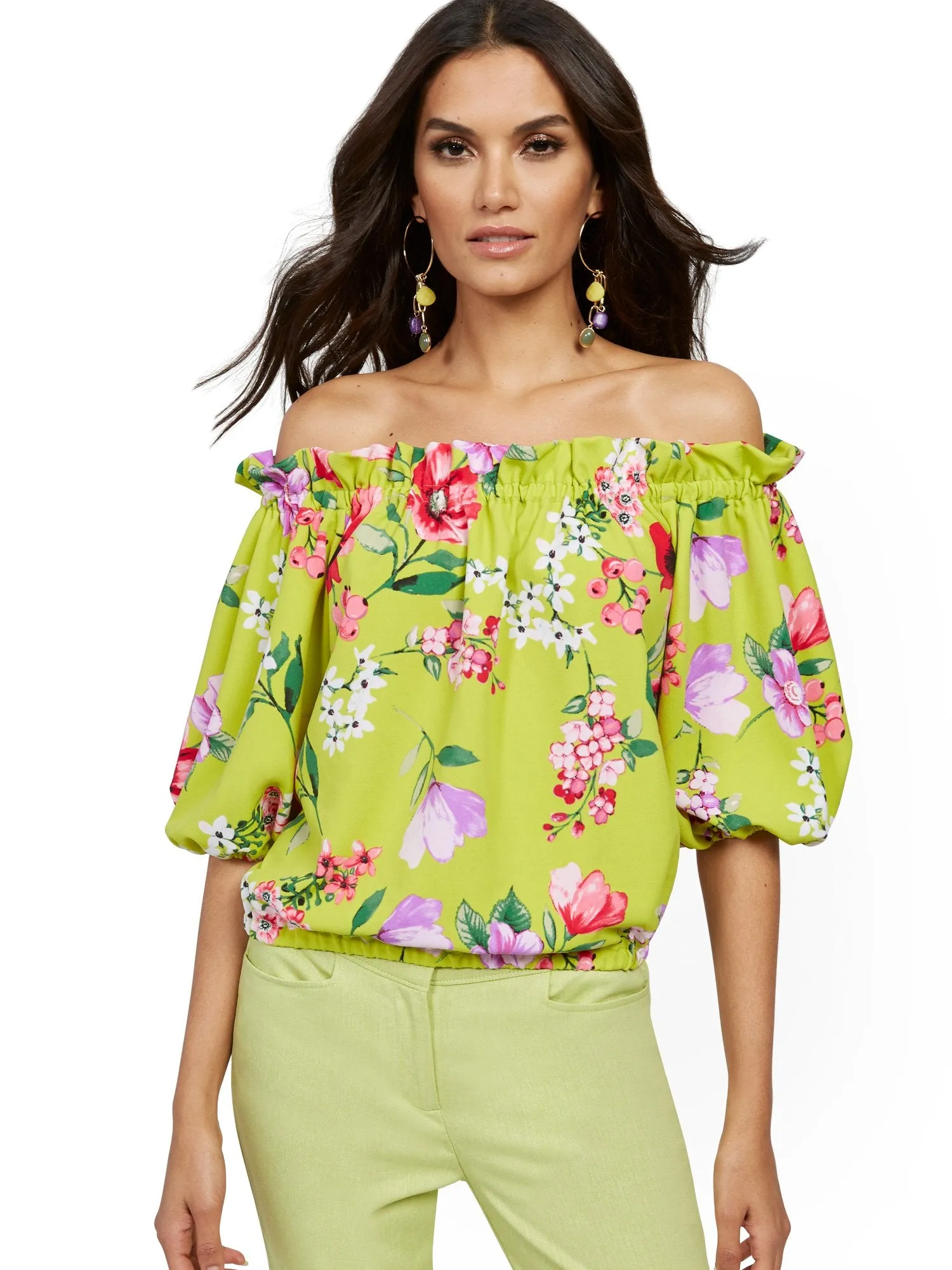 Floral Off-The-Shoulder Top - 7th Avenue