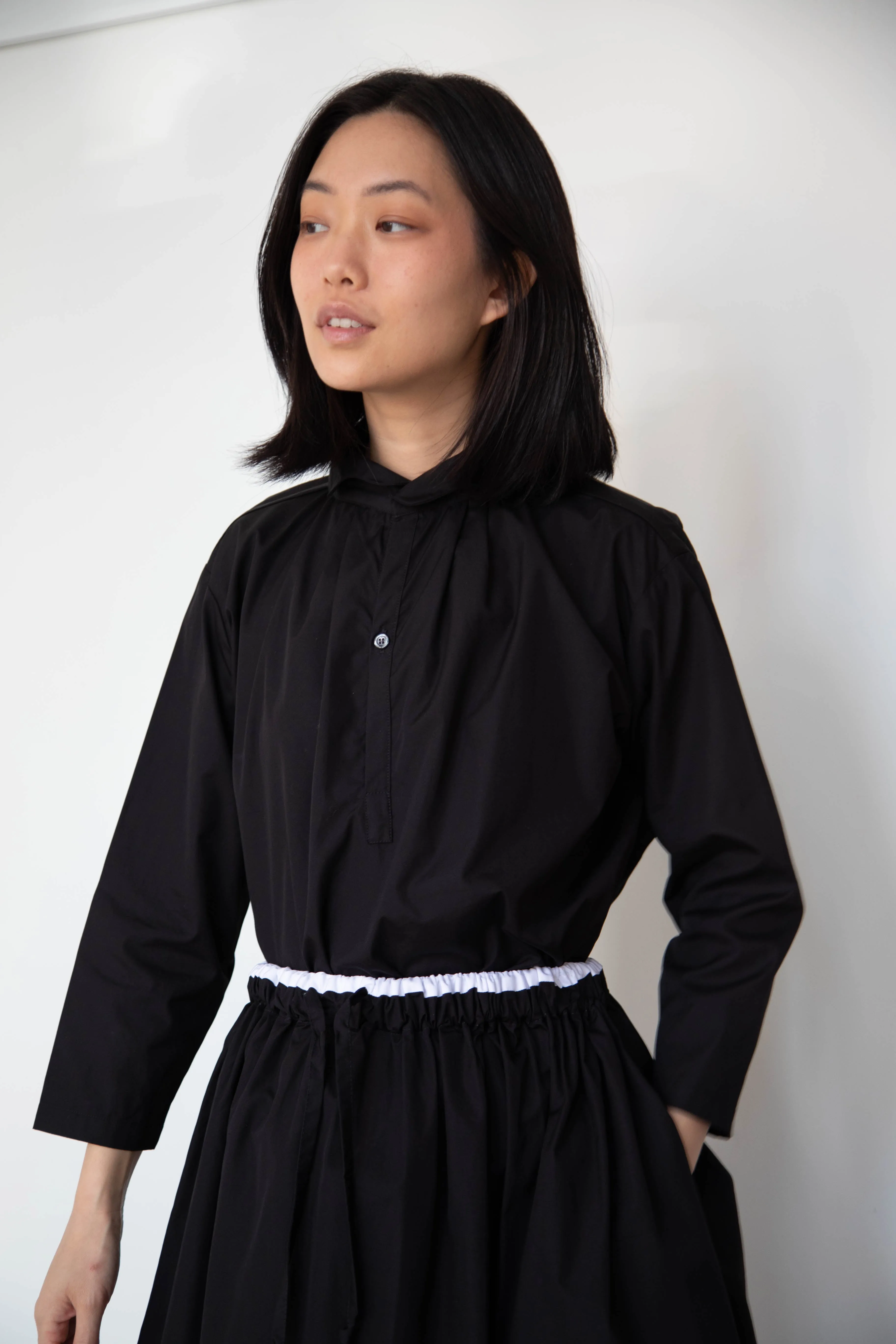 Gallego Desportes | Petite Collar Blouse in Black