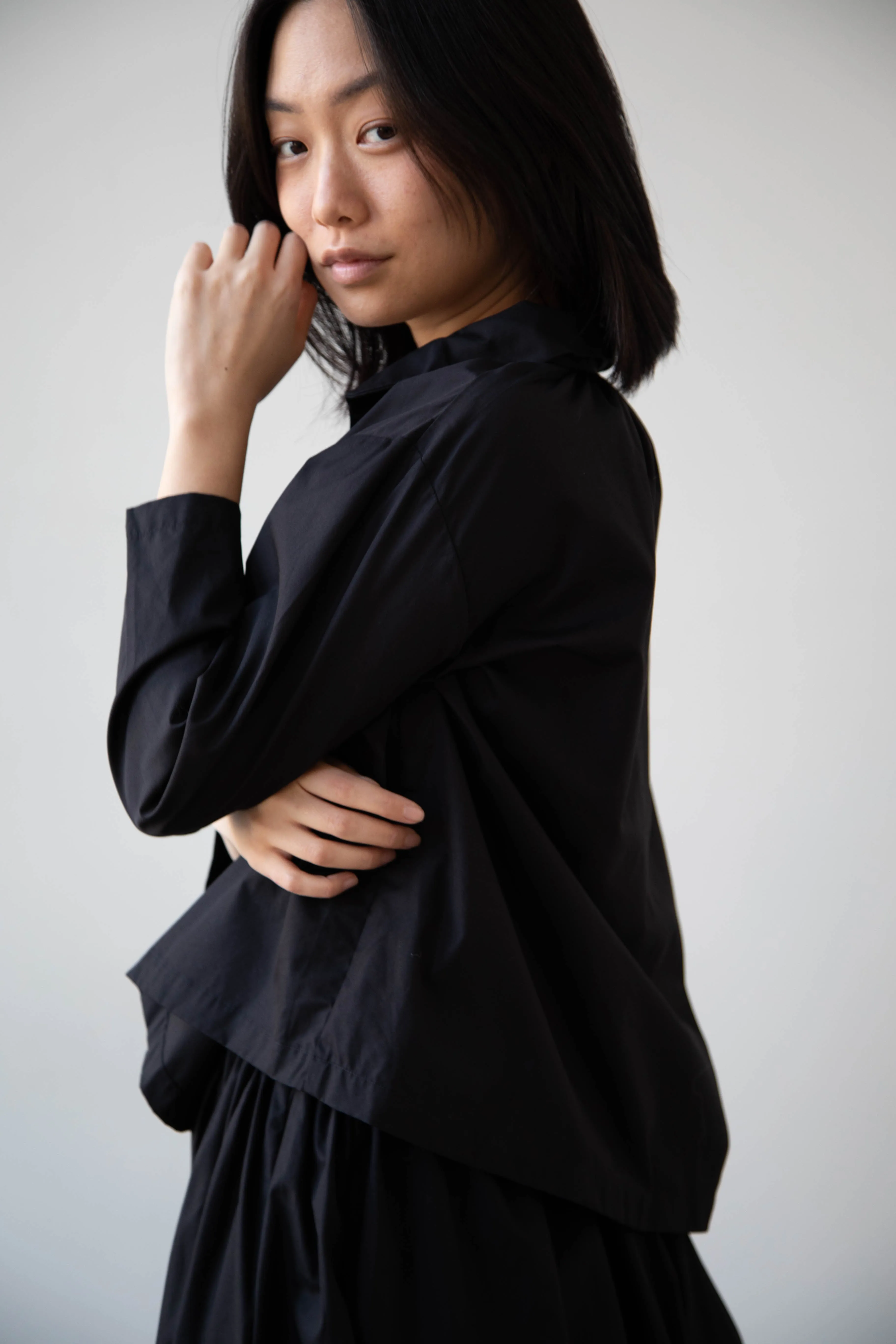 Gallego Desportes | Petite Collar Blouse in Black