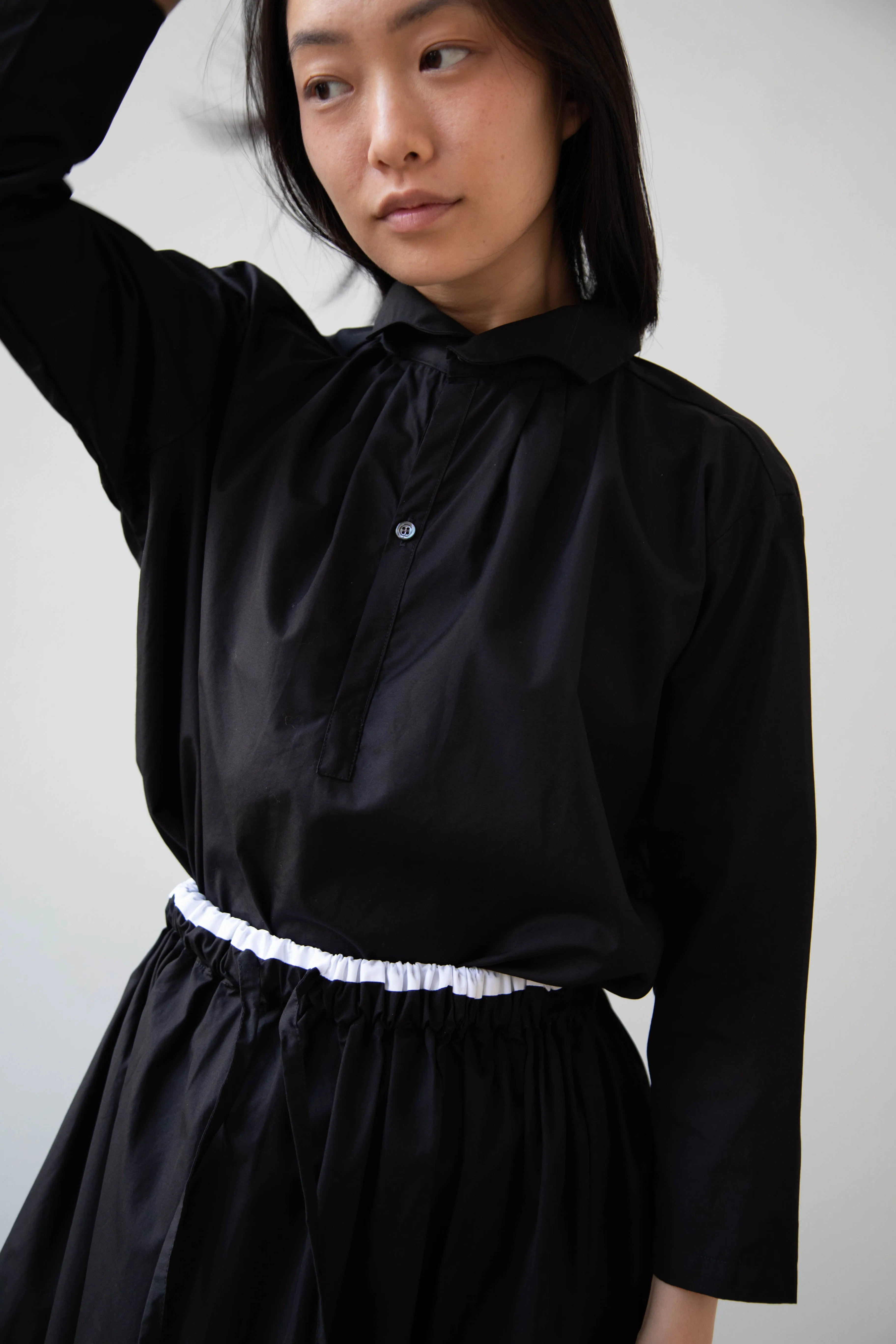 Gallego Desportes | Petite Collar Blouse in Black