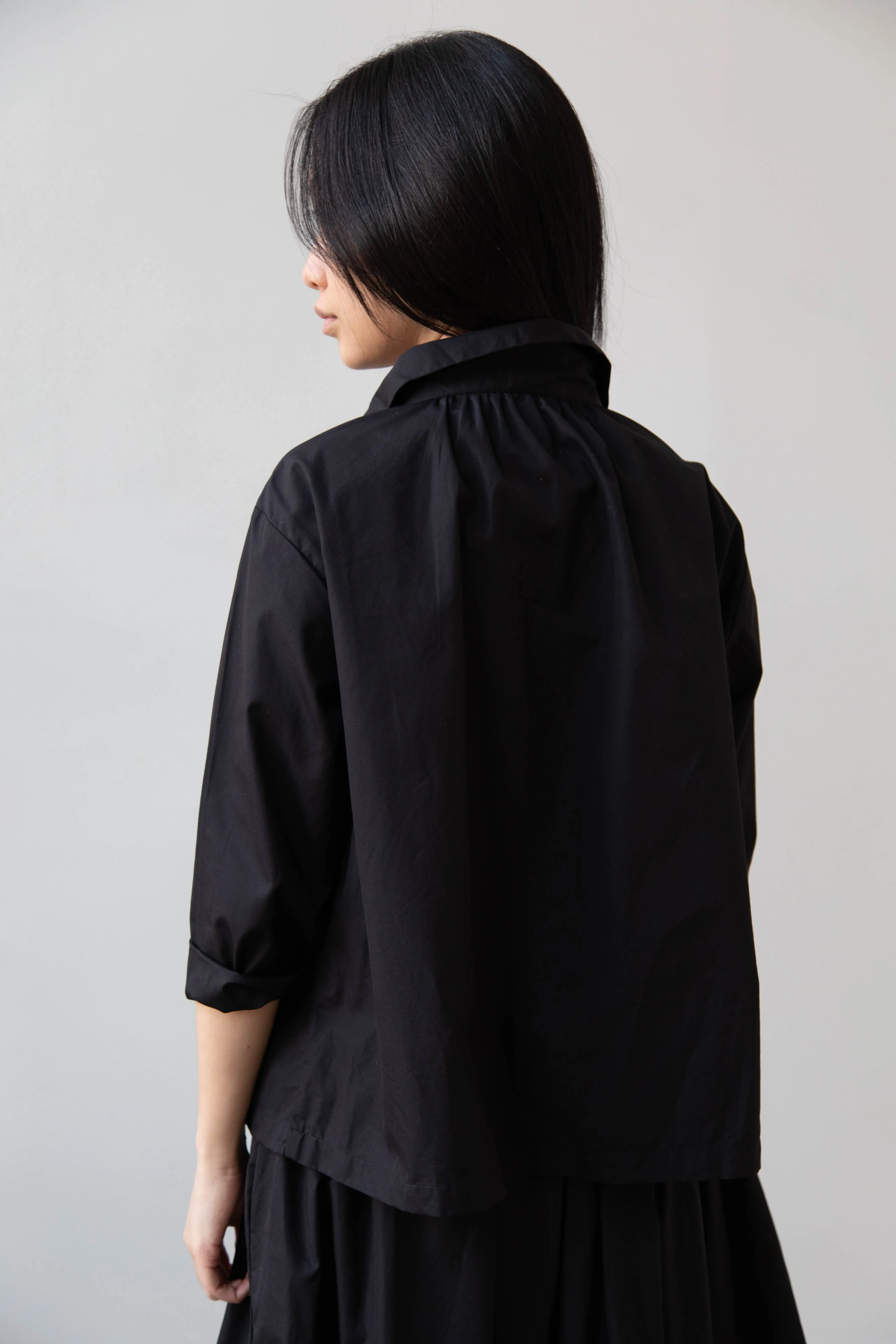 Gallego Desportes | Petite Collar Blouse in Black