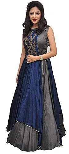 Globalia Creation Women'S Cotton Long Cholis Lehenga Choli (Gol-Punama_Blue_Free Size)