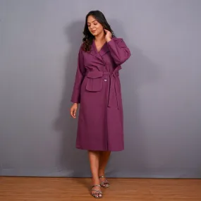 Grape Wine Warm Cotton Flannel Midi Blazer Dress