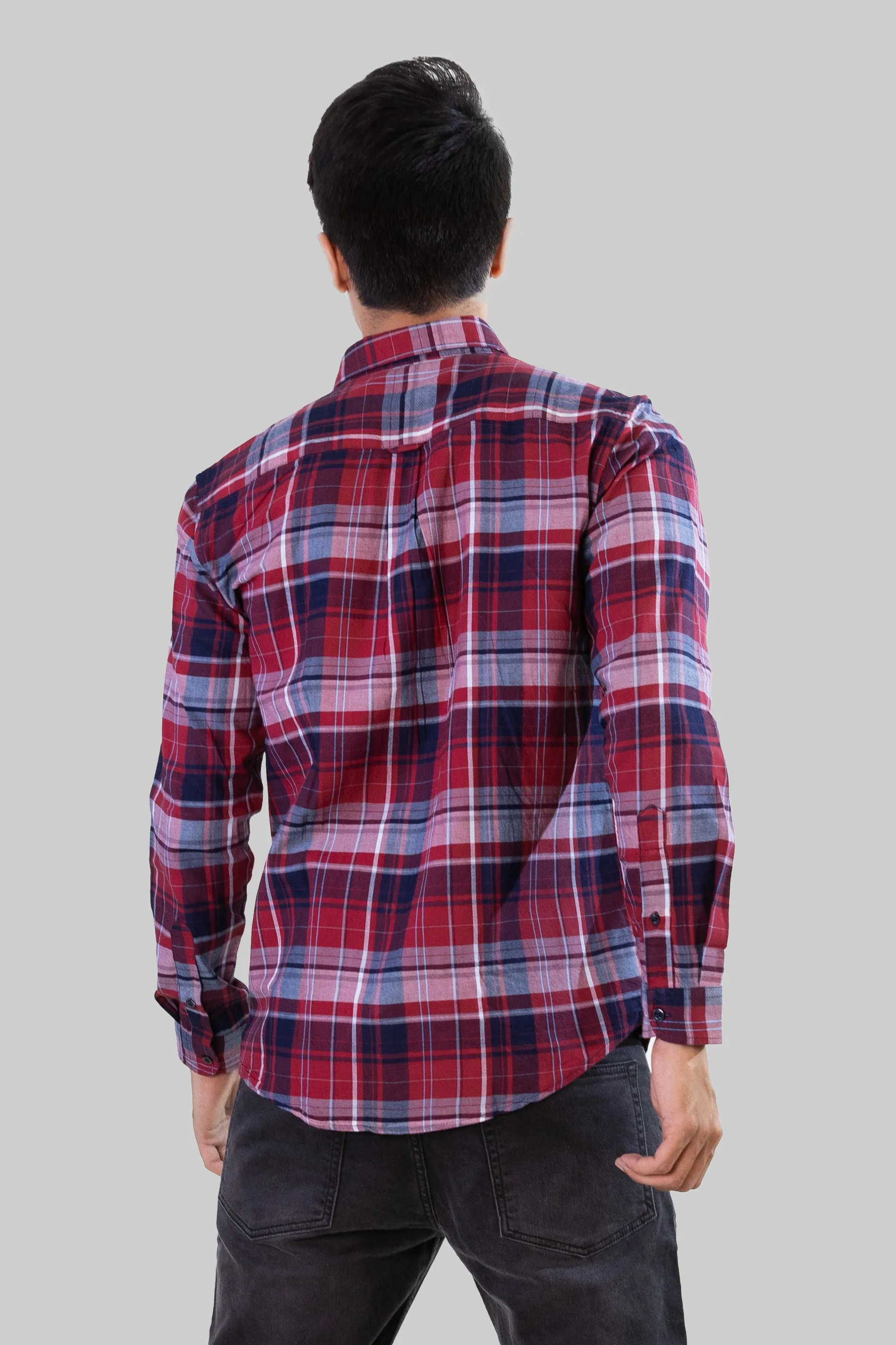 Gridline Checkered Shirt - Red