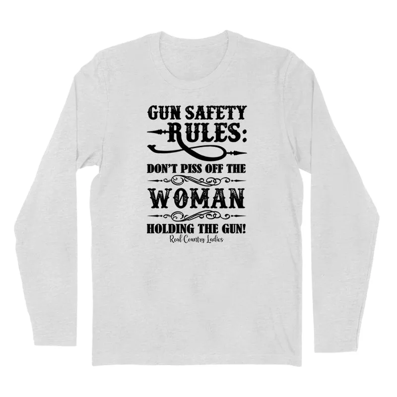 Gun Safety Rules Black Print Hoodies & Long Sleeves